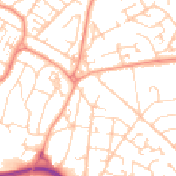 Daytime road noise heatmap for SO18 6AY