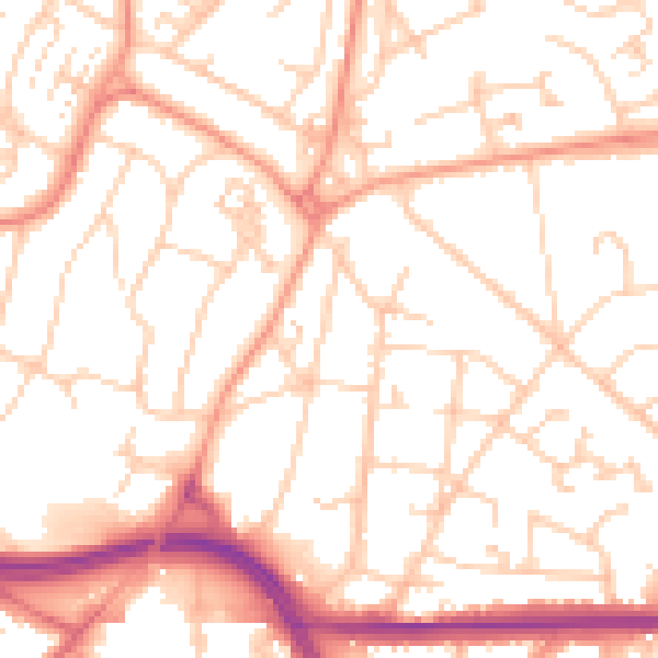 Daytime road noise heatmap for SO18 6BA