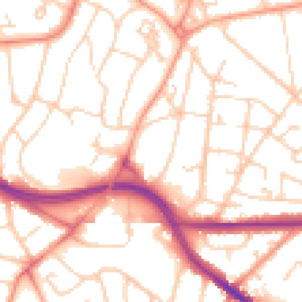 Daytime road noise heatmap for SO18 6BJ