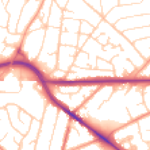 Daytime road noise heatmap for SO18 6LX