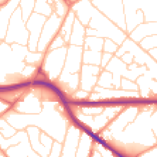 Daytime road noise heatmap for SO18 6SQ