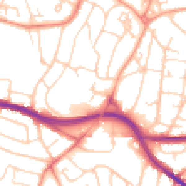 Daytime road noise heatmap for SO18 6TF