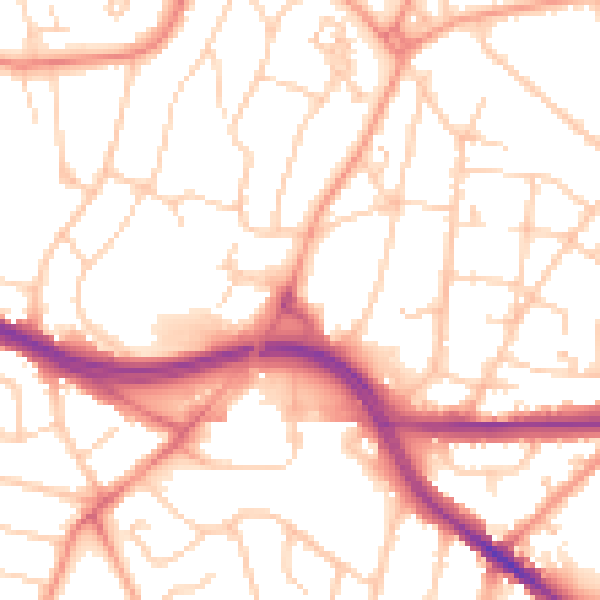 Daytime road noise heatmap for SO18 6TG