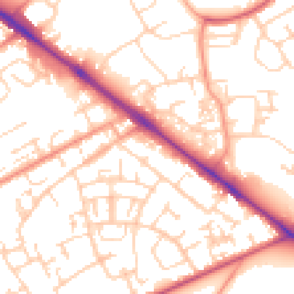 Daytime road noise heatmap for SO19 0AD