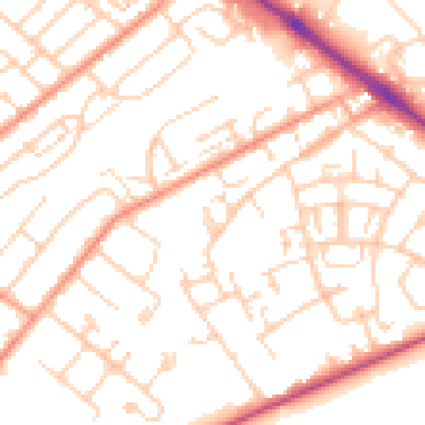 Daytime road noise heatmap for SO19 0EJ