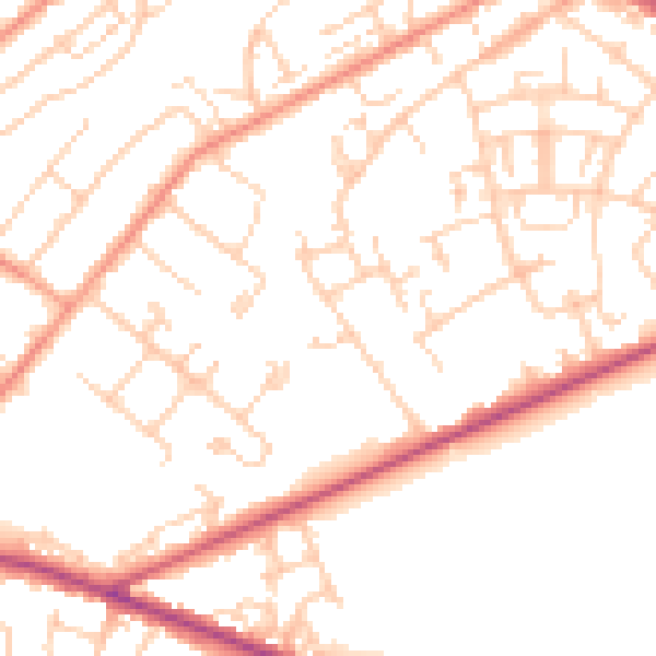 Daytime road noise heatmap for SO19 0EQ
