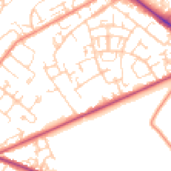 Daytime road noise heatmap for SO19 0JH