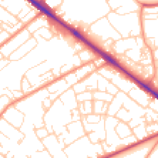 Daytime road noise heatmap for SO19 1DE