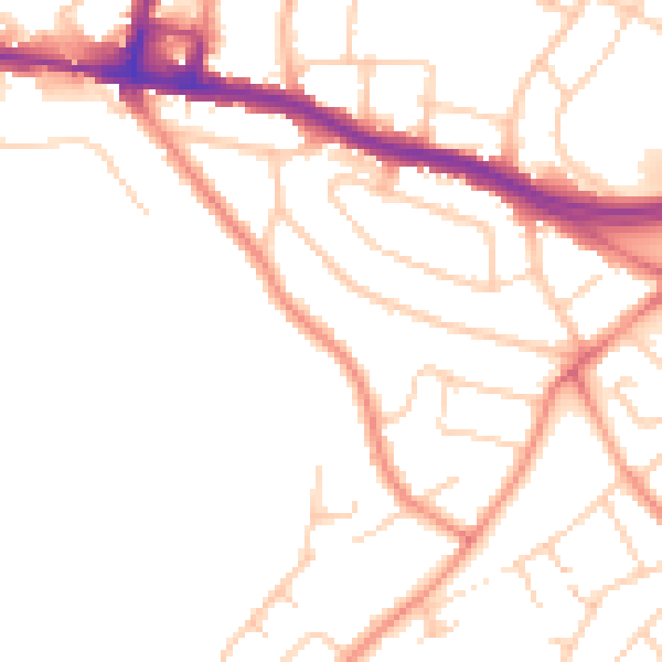 Daytime road noise heatmap for SO19 4DE