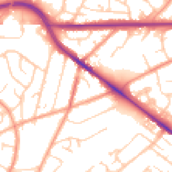 Daytime road noise heatmap for SO19 7ND