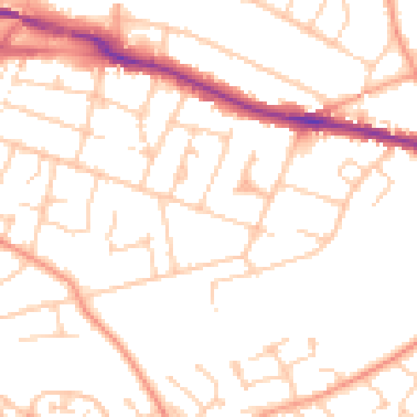 Daytime road noise heatmap for SO19 9DN
