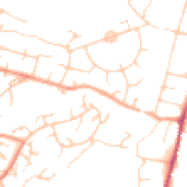Daytime road noise heatmap for SO22 4AJ