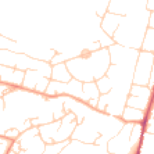 Daytime road noise heatmap for SO22 4AS