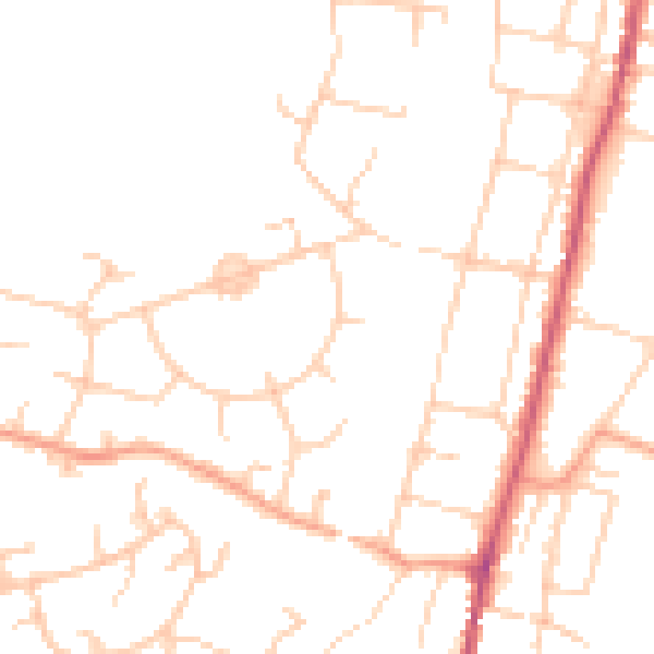 Daytime road noise heatmap for SO22 4AU