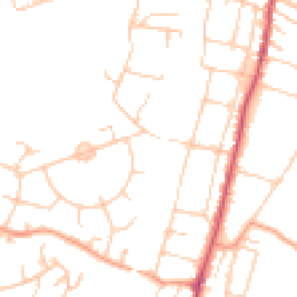 Daytime road noise heatmap for SO22 4AZ