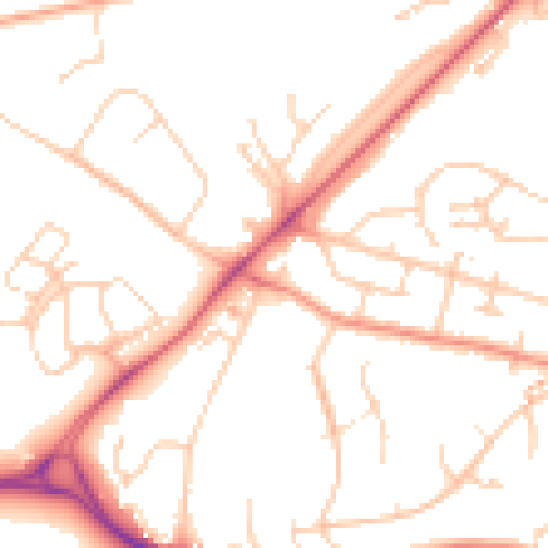 Daytime road noise heatmap for SO22 4BA