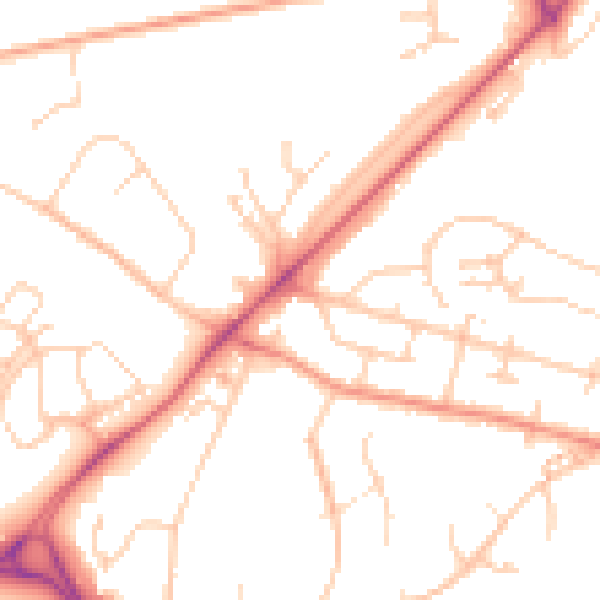Daytime road noise heatmap for SO22 4BH