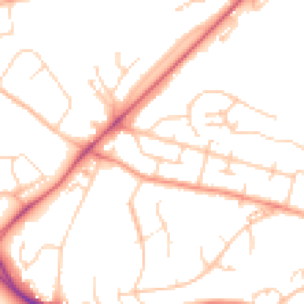 Daytime road noise heatmap for SO22 4BJ