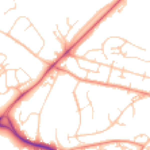 Daytime road noise heatmap for SO22 4BL