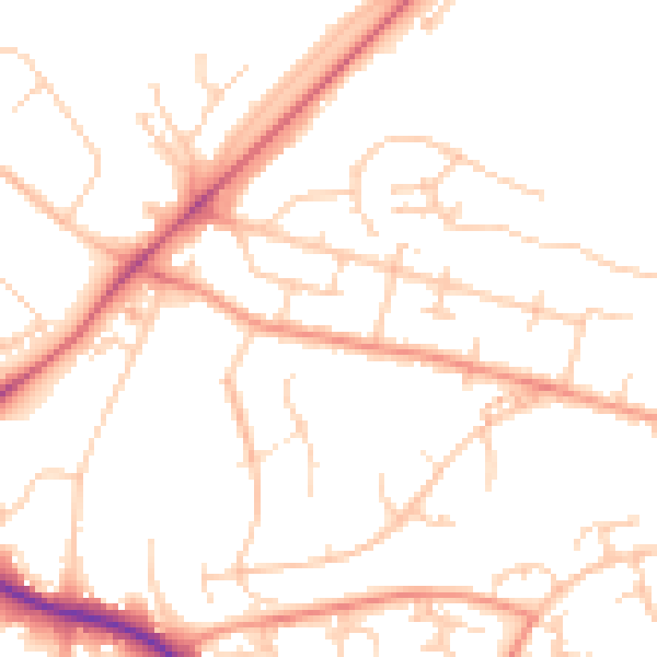 Daytime road noise heatmap for SO22 4BN