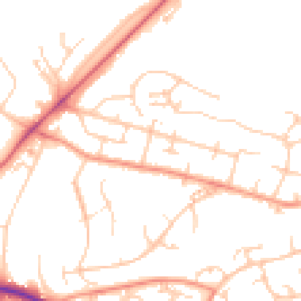 Daytime road noise heatmap for SO22 4BW