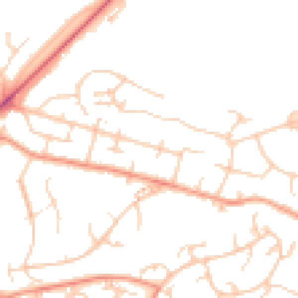 Daytime road noise heatmap for SO22 4BY