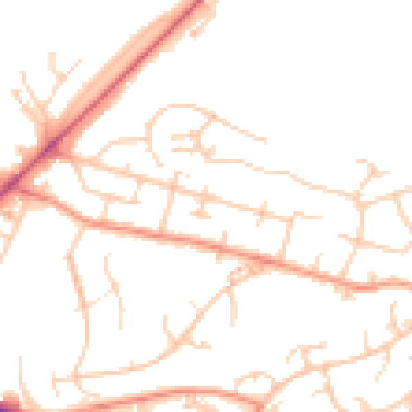 Daytime road noise heatmap for SO22 4DA