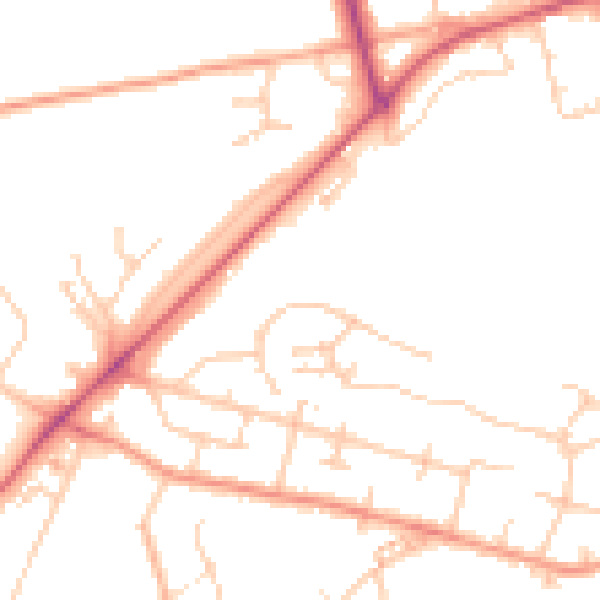 Daytime road noise heatmap for SO22 4DF