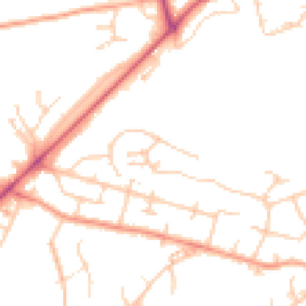 Daytime road noise heatmap for SO22 4DJ