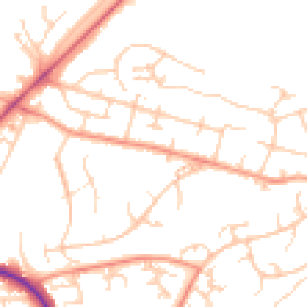 Daytime road noise heatmap for SO22 4DP