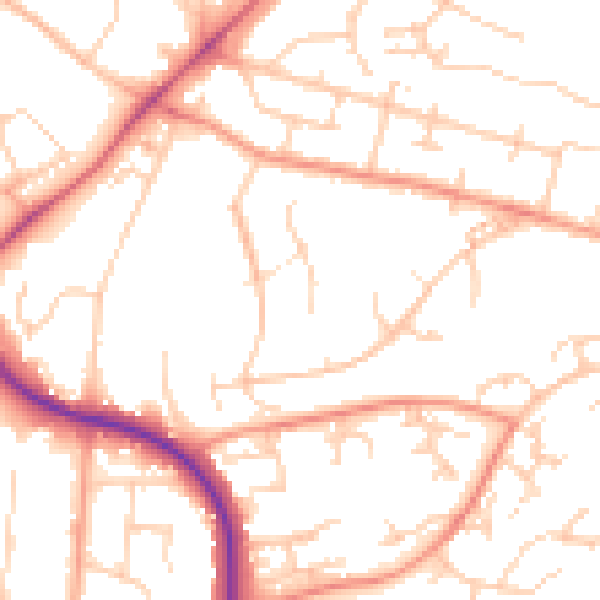 Daytime road noise heatmap for SO22 4ED