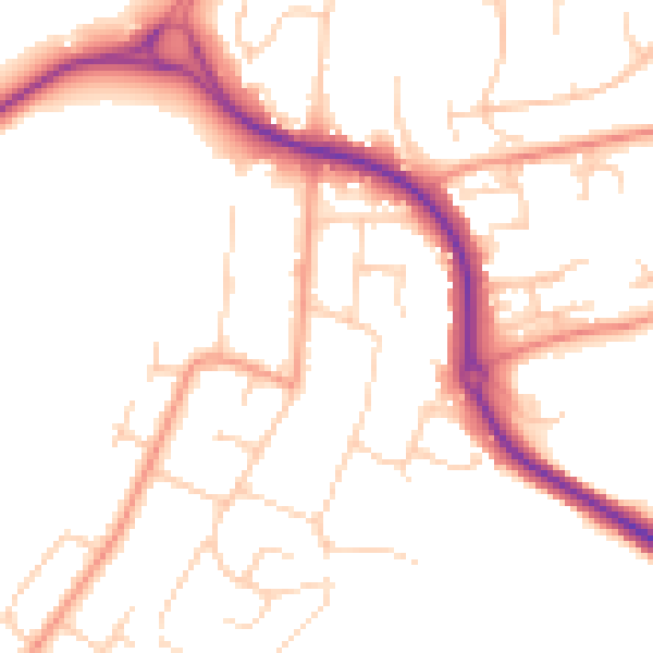 Daytime road noise heatmap for SO22 4EY