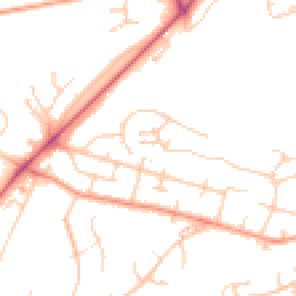 Daytime road noise heatmap for SO22 4FN