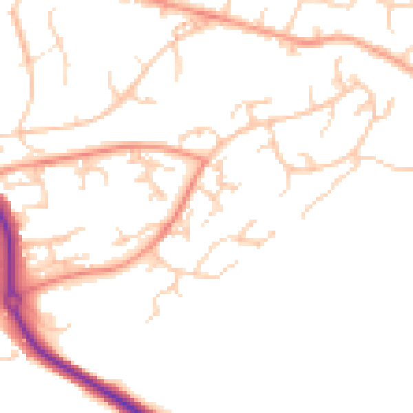 Daytime road noise heatmap for SO22 4LS