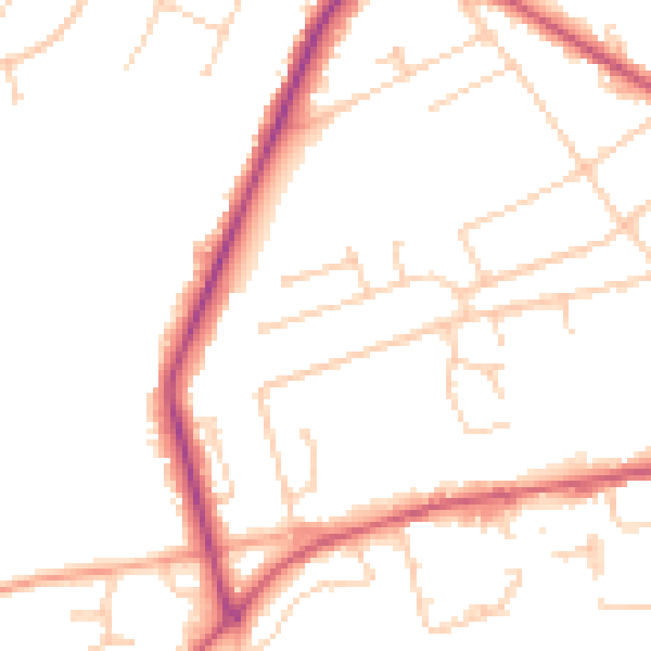 Daytime road noise heatmap for SO22 5AT