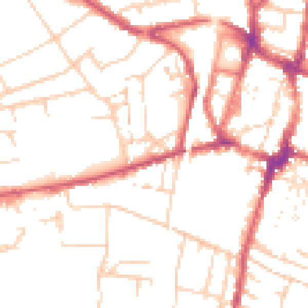 Daytime road noise heatmap for SO22 5BZ