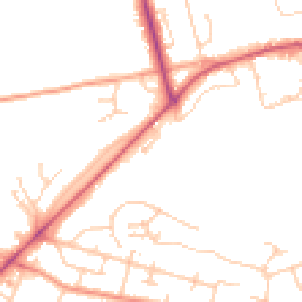 Daytime road noise heatmap for SO22 5GP