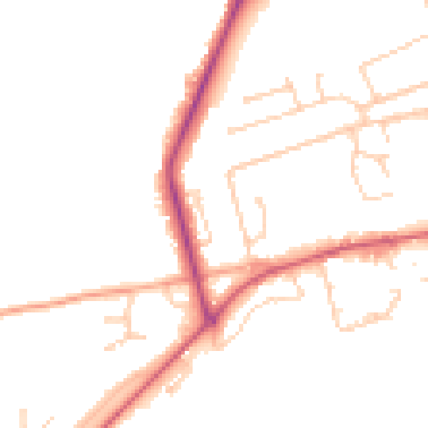 Daytime road noise heatmap for SO22 5HH