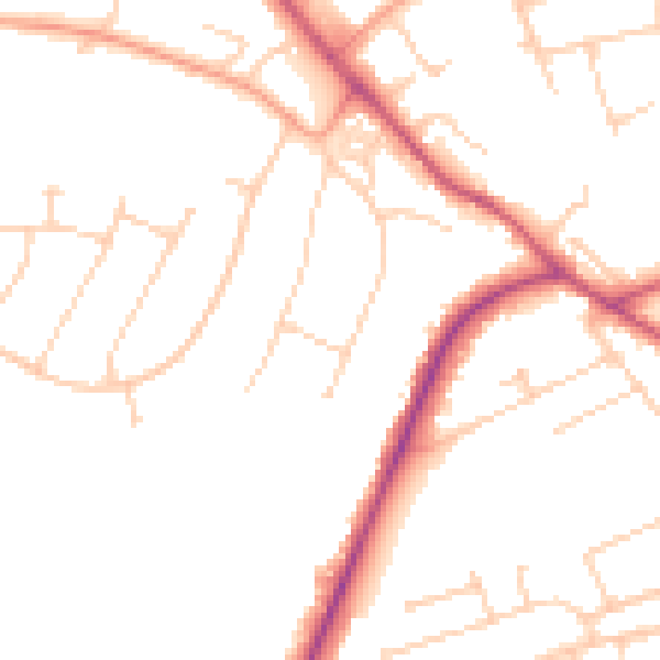 Daytime road noise heatmap for SO22 5LD