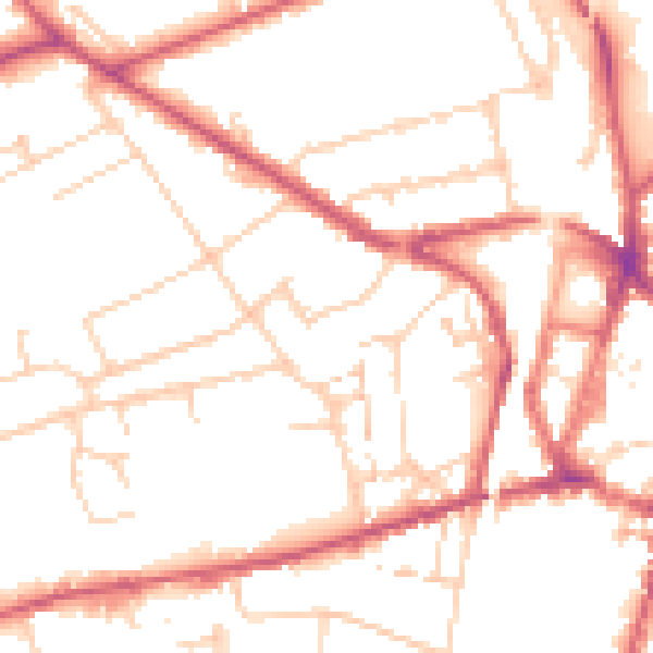Daytime road noise heatmap for SO22 5LZ