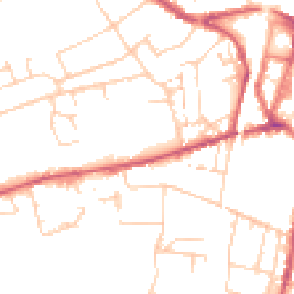 Daytime road noise heatmap for SO22 5TB