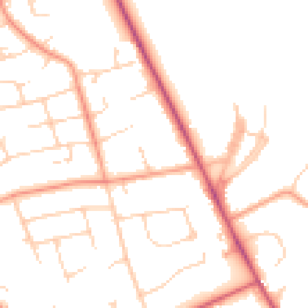 Daytime road noise heatmap for SO22 6HW