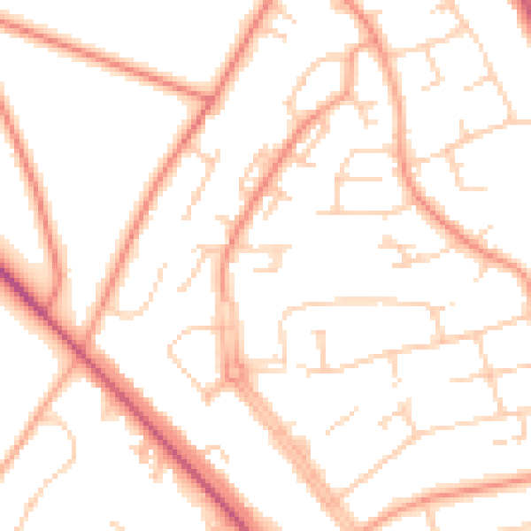 Daytime road noise heatmap for SO22 6LT