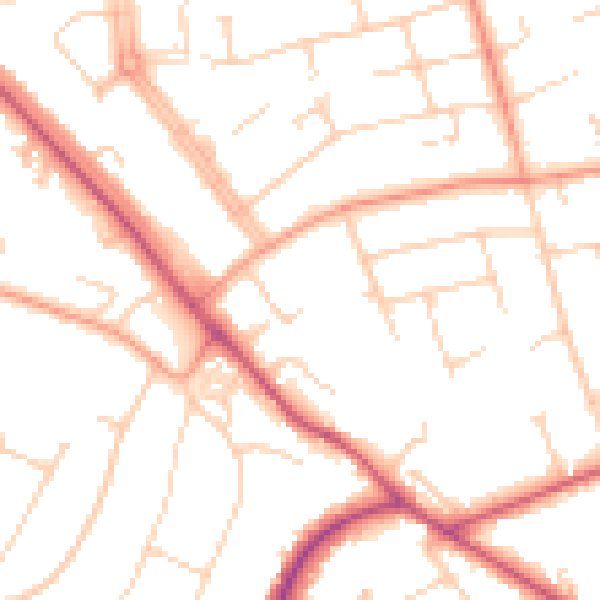 Daytime road noise heatmap for SO22 6RD