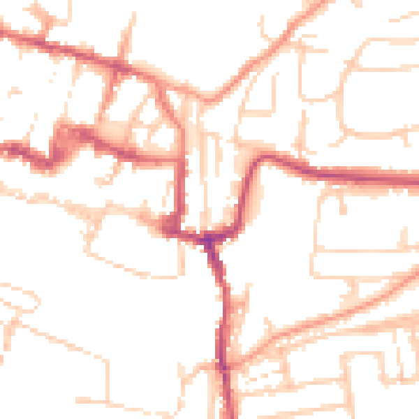Daytime road noise heatmap for SO23 0EJ