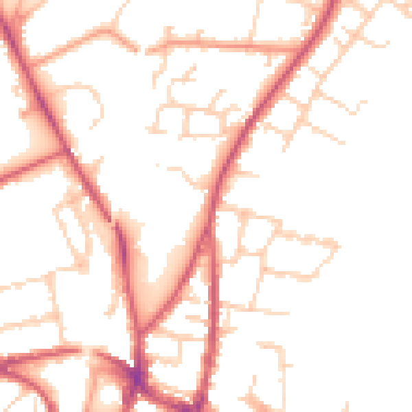 Daytime road noise heatmap for SO23 7AD