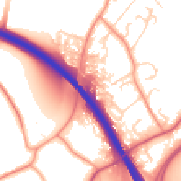 Daytime road noise heatmap for SO23 7XR
