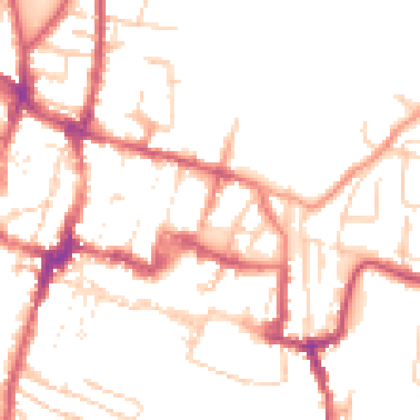 Daytime road noise heatmap for SO23 8DQ