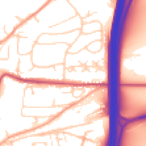 Daytime road noise heatmap for SO23 8SU