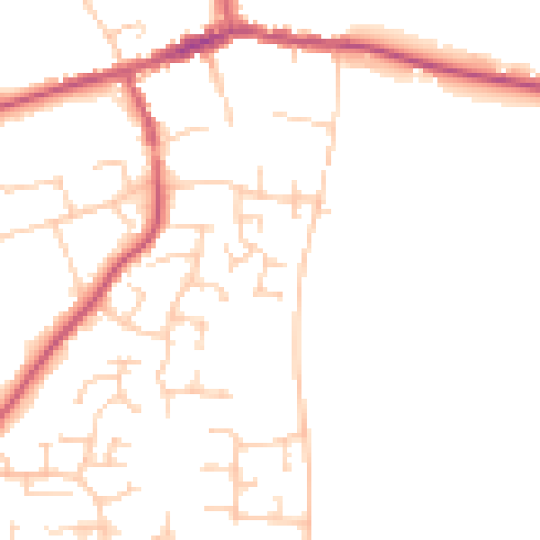 Daytime road noise heatmap for SO24 9JS